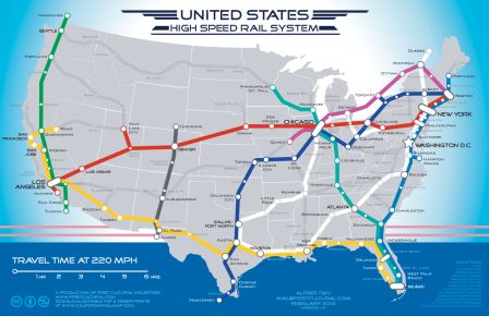 High Speed Rail Map in the U.S.A. (Proposed)